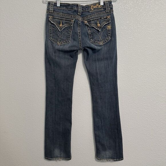 Miss Me Jeans JP4896D-3 Boot Gold Rivets Blue Denim Women’s Size 29x33 Low Rise - Picture 4 of 16